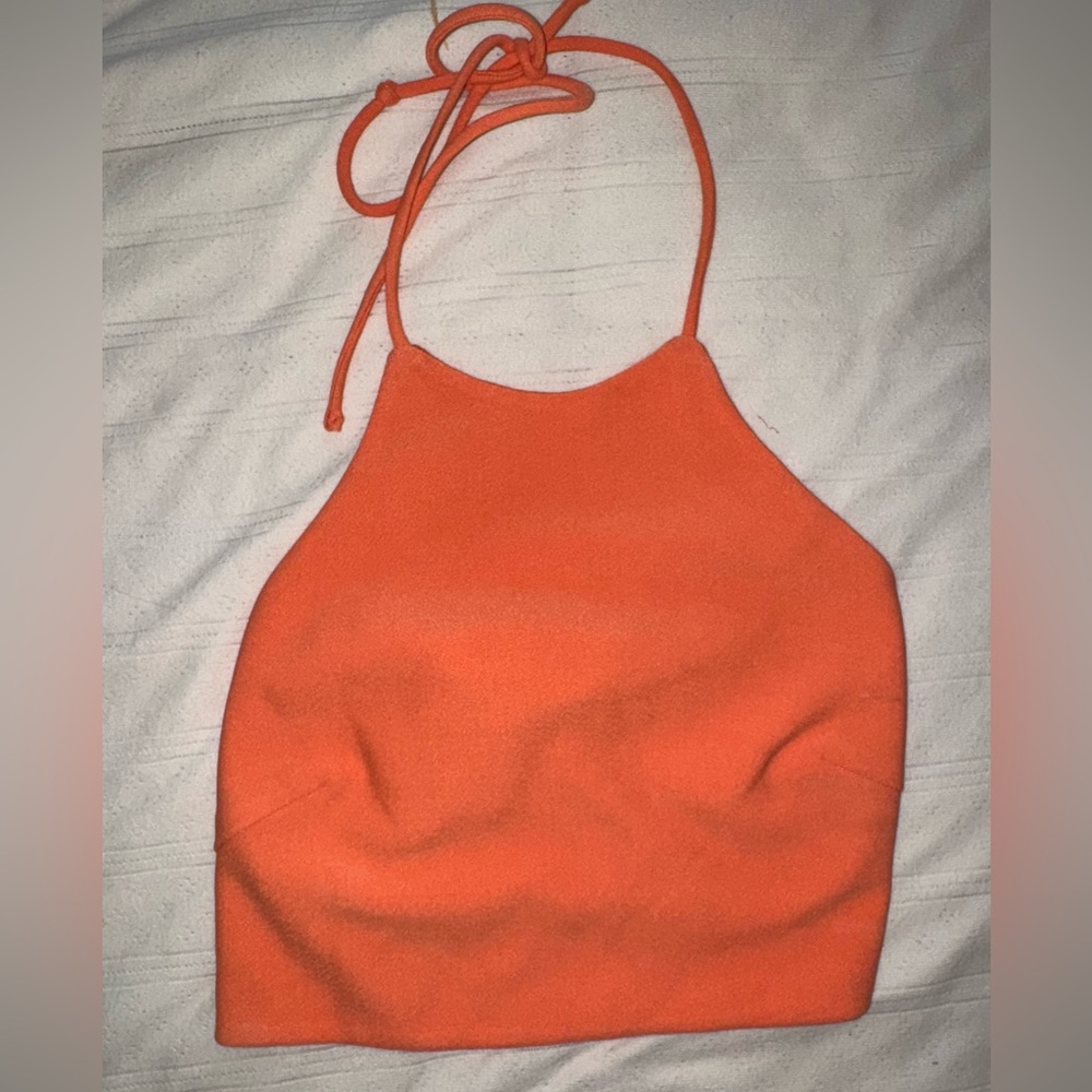 Hello Molly Vibrant Orange Halter Top US M